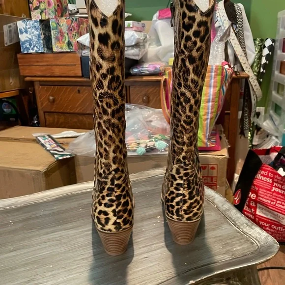 Corkys Leopard Print Over-the-Knee Boots - Brown/Tan - Picture 4 of 6